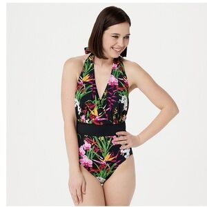 G.I.L.I. Black and Pink Bikini with Halter Neck